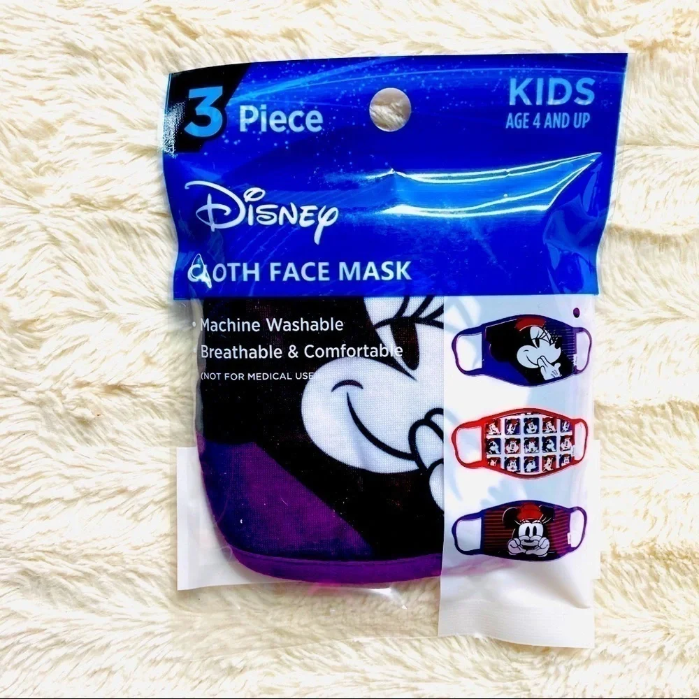 NWT Disney Minnie Mickey Mouse Face Masks Set Of 3